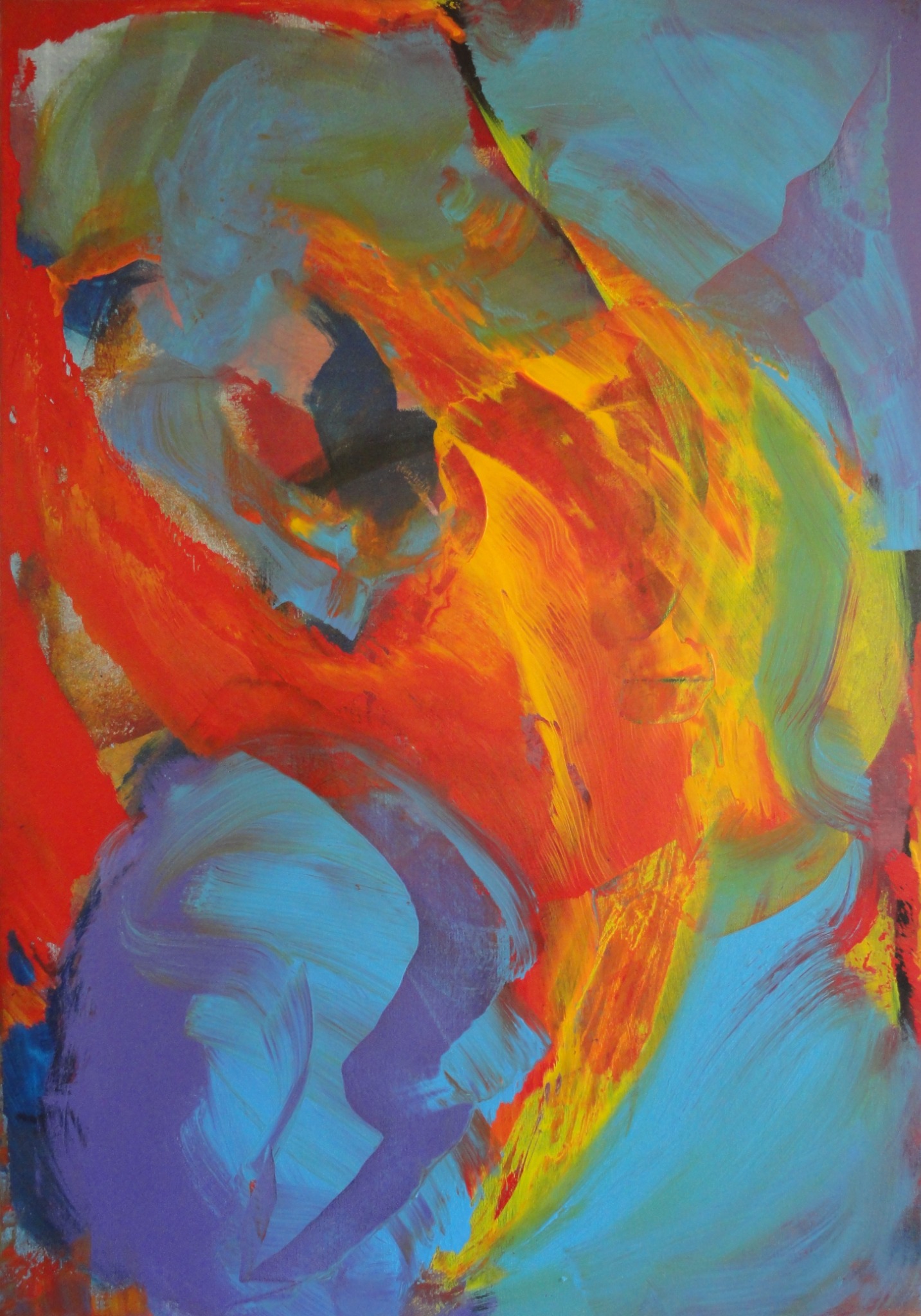 Waves of Flaming Passion, 2017, original acrylic painting by Uroš Paternu
