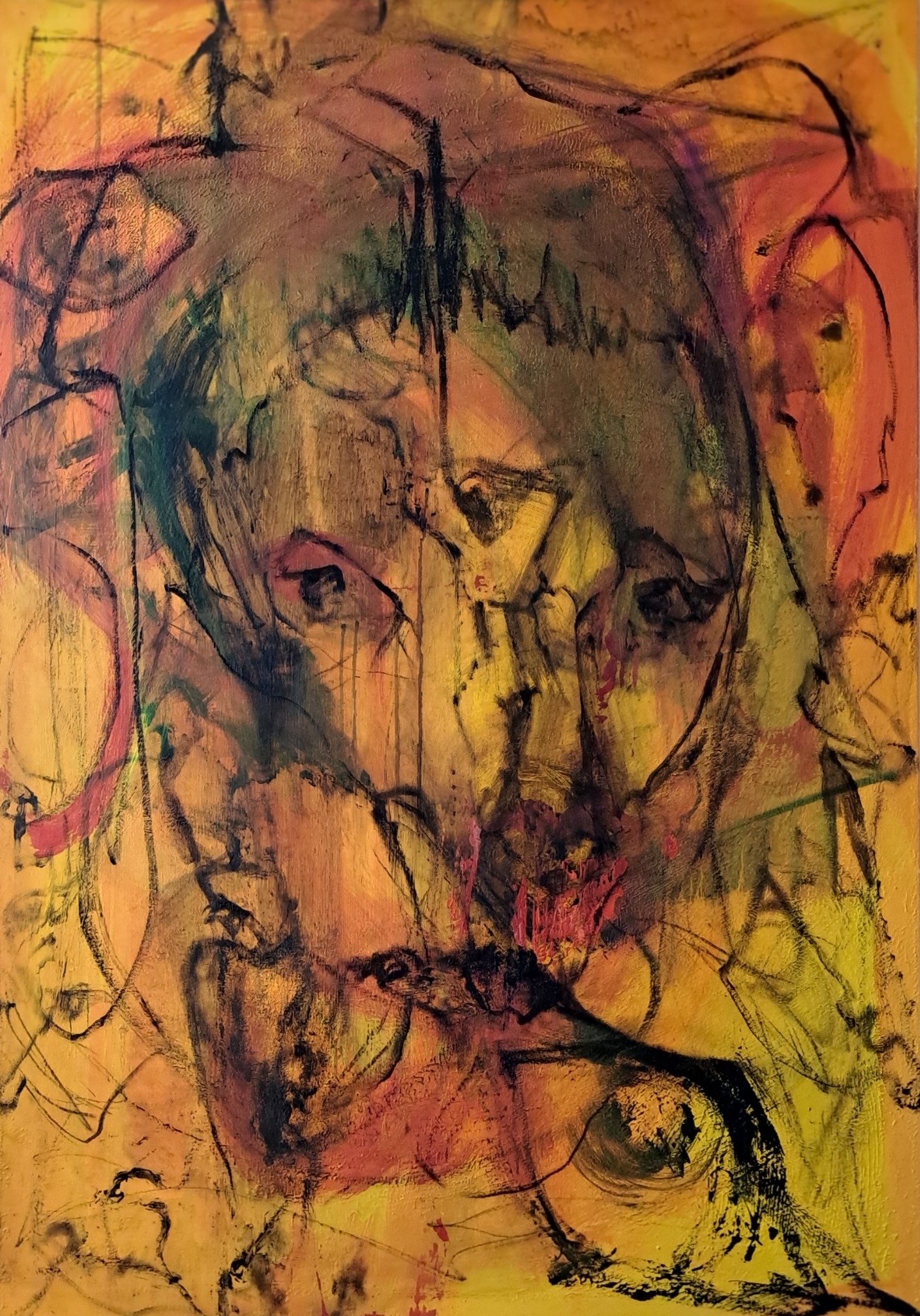 The Prophet of Puppets, 2024, original acrylic painting by Uroš Paternu